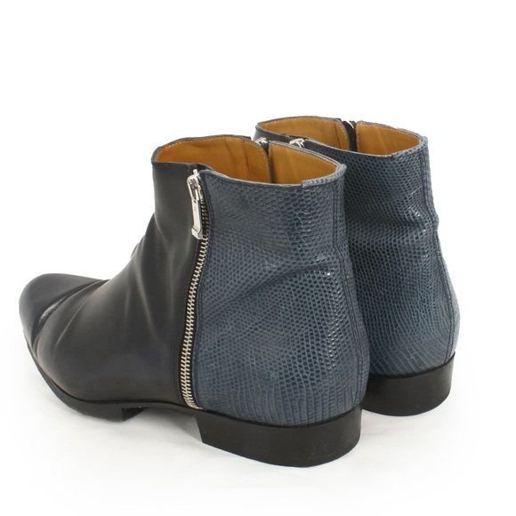 Balenciaga Side Zip Cowhide Leather Blue Python Zip Up Boots - Picture 6 of 10